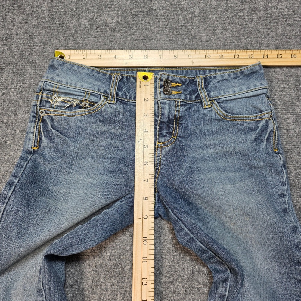 Vtg Y2K Arizona Jean Co Women's Low Rise Flare Jeans Size‎ 1 Distressed Crop - Picture 4 of 7